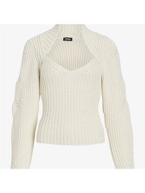 Express Ribbed Scoop Neck Long Sleeve Sweater